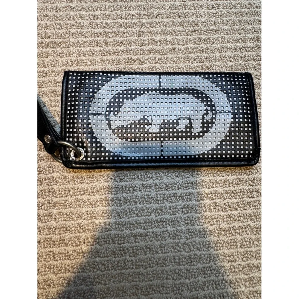 Ecko Unltd Wallet Lot 2pc Black White Perforated Rhino Logo‎ Wristlet Zip Around